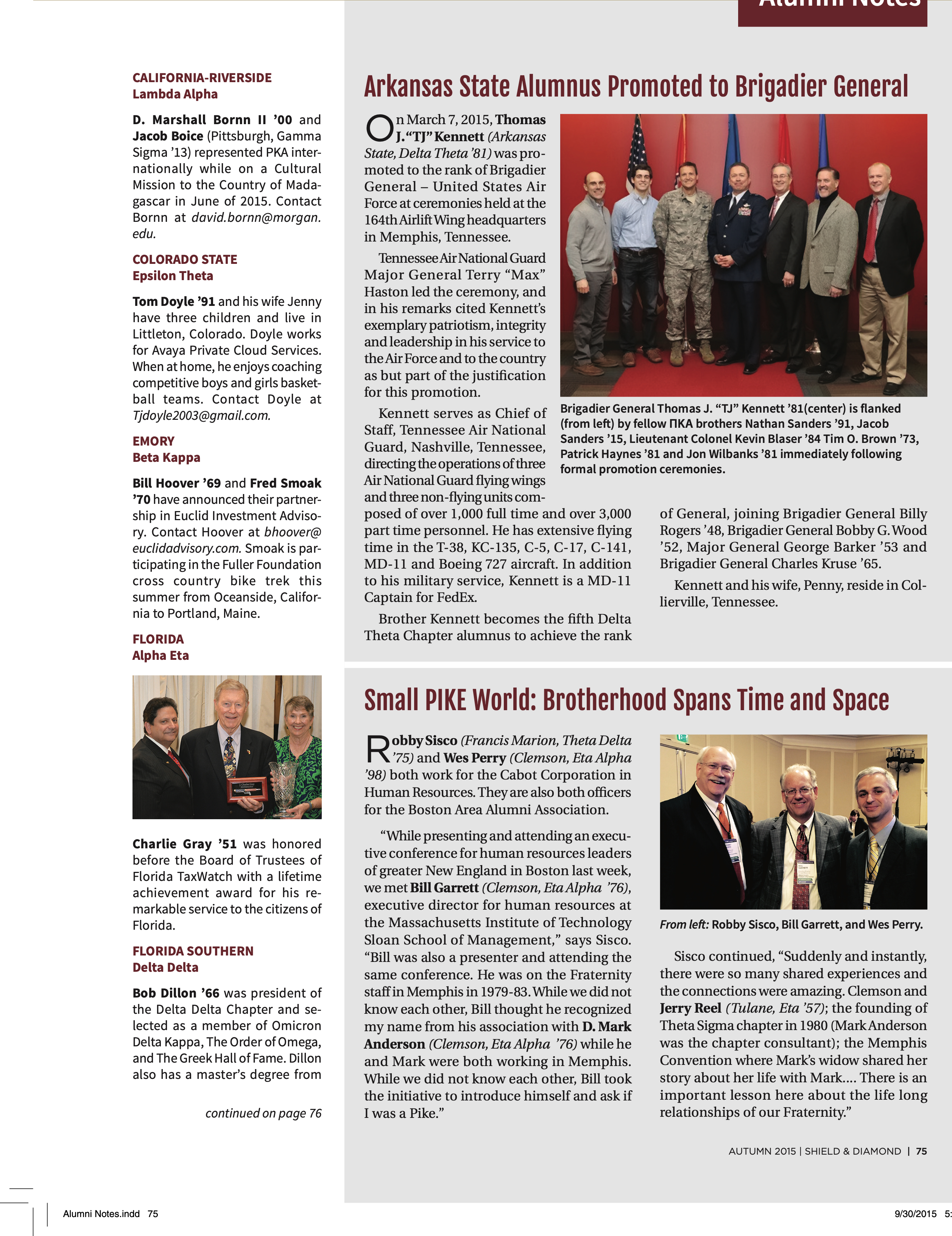 Alumni Notes, Autumn 2015